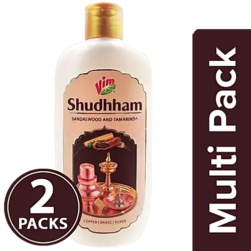 -Vim Shudhham Gel - Sandalwood & Tamarind, For Copper, Brass, Silver, 2 x 250 ml Multipack