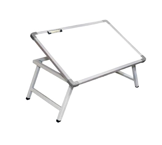 Rite Boards Engineered Wood Multi Purpose White Board Laptop Table - Portable And Foldable Laptop Study Writing Bed Breakfast Tray Table For Home, Office (Size - 60 X 40 X 25 Cm)