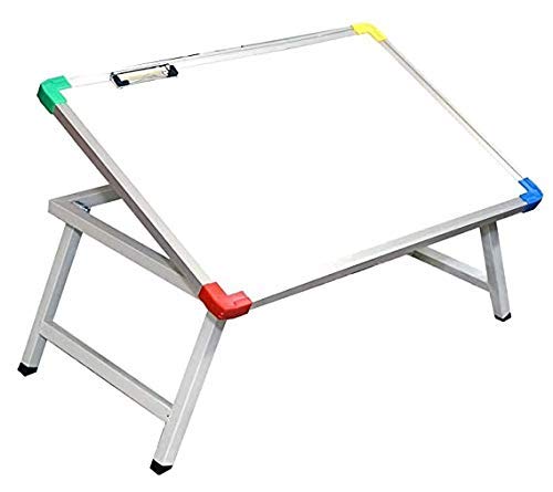 TOODLES Engineered Wood Multi Purpose Foldable Laptop Study Writing Bed Breakfast Tray Table For Children With Whiteboard Paper Holding Clip, 20 Centimeters