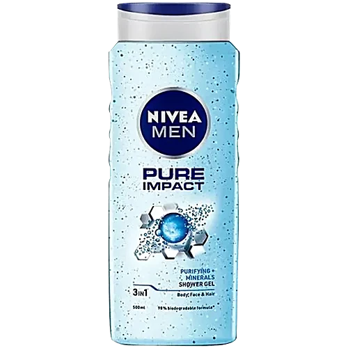 -NIVEA Men Pure Impact 3 In 1 Shower Gel, 500 ml