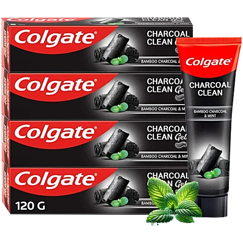 -Colgate Charcoal Clean Black Gel Toothpaste, Deep Clean With Bamboo Charcoal & Wintergreen Mint, 120 g (Pack of 4)