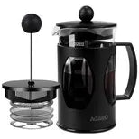 Agaro Elite French Press Coffee & Tea Maker - Borosilicate Glass Body With Sleeves, Glass Carafe, BPA Free Plastic Lid Strainer, 600 ml