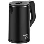 Agaro Elegant Premium 1500 W Electric Kettle - XL, Cool Touch Handle, Double Layered, Stainless Steel Inner Body, Auto Shut Off, Portable, Black, 1.8 L