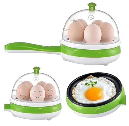 WRIZTI Multifunctional 2 in 1 Electric Egg Boiling Steamer Egg Frying Pan Egg Boiler Electric Automatic Off with Egg Boiler Machine Non-Stick Electric Egg Frying Pan