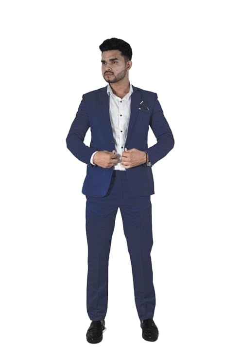 Active Fashion Men’s 2 Piece Solid Regular Fit Suit Set with Coat and Trouser