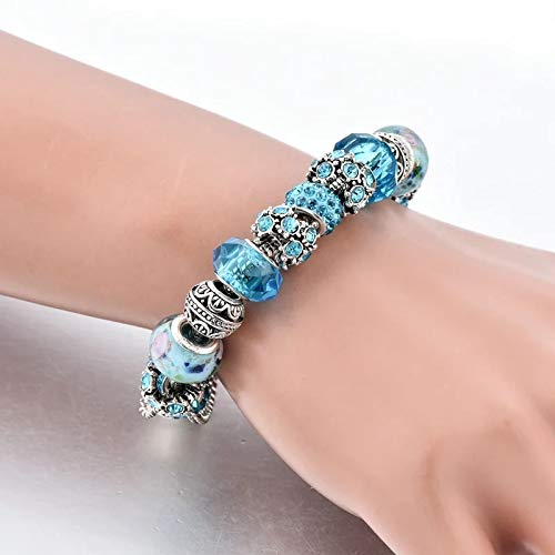 YouBella Jewellery Silver Plated Stylish Latest Crystal Bracelet Bangle Jewellery For Girls and Women (Blue)