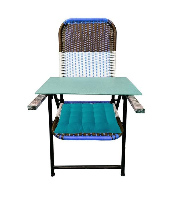 Lion Industries Seating Folding Cotton Study Chair with Strong Square Handle + Free 6mm pad for Laptop/Study (nvc New model-05) Blue