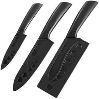 YAADGAR 3 Pieces Professional Kitchen Knife Set/Meat Knife/Chef Knife with Non-Slip Handle Sharp Manual Sharpening for Home Kitchen, High Carbon Stainless Steel Knife Black Set (Black)