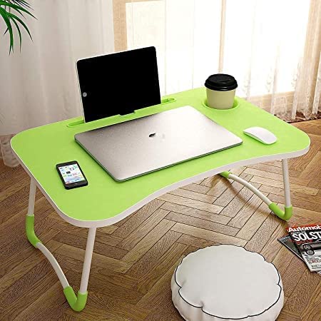 AUNO Homes Table Laptop Study Bed Home Wooden Foldable Students Stand Office Computer Desk Folding Work Tables Laptops Portable (Green), 20 Centimeters, 12 Centimeters