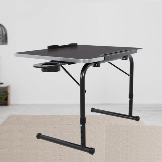 TABLE MAGIC-Ikon Lapdesk Multipurpose Laptop Table,Over Bed Table,Table Mat Finish,Lap Desks,Height Adjustable Laptop Table,Wooden Top Laptop Table,Kids Study Table (Ikon-Black),36 Cm,48 Centimeters