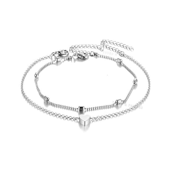 Young & Forever Gift Silver Gold Black Anklet Thread Evil Eye Nazar Heart Dainty Girls Anklets for Women Nazariya Payal for Women | Gifts for Women & Girls