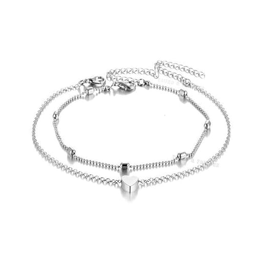 Young & Forever Gift Silver Gold Black Anklet Thread Evil Eye Nazar Heart Dainty Girls Anklets for Women Nazariya Payal for Women | Gifts for Women & Girls