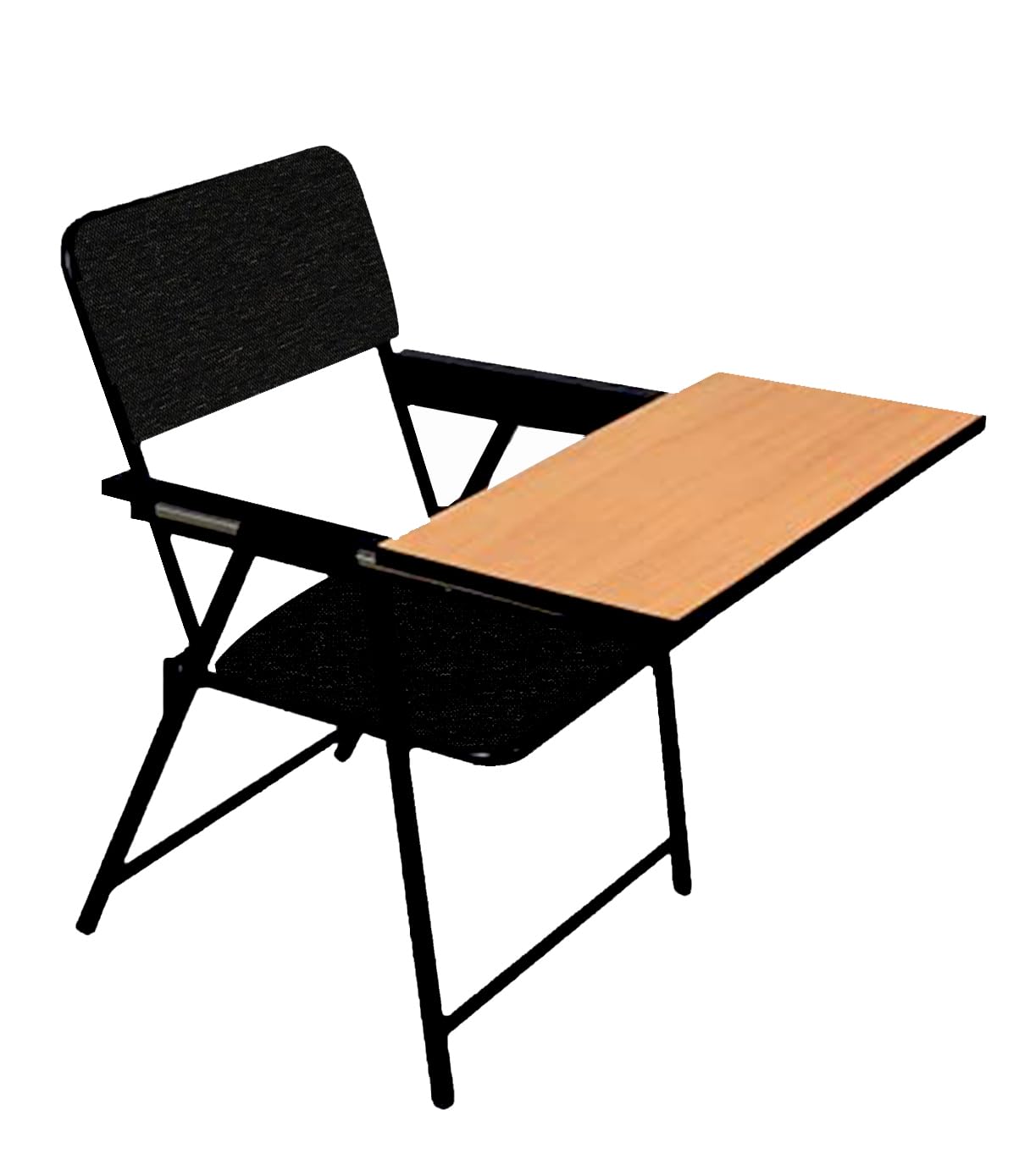 Spacecrafts® Mild Steel Folding Cushion Study Chair with Writing Pad | Space Saving and Adjustable | Desk Chair | Black