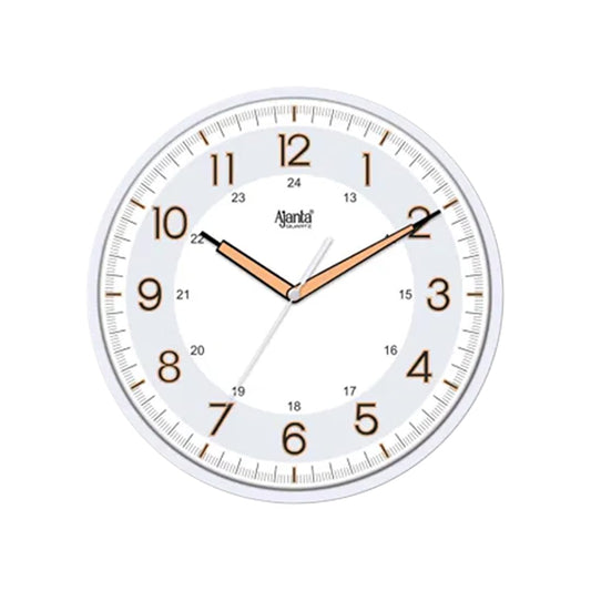 Ajanta Night Glow Radium Plastic Wall Clock (310 X 44 X 310 Mm, Pearl White) - Analog