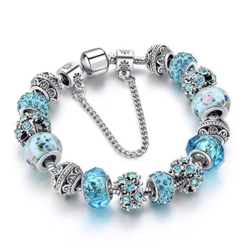 YouBella Jewellery Silver Plated Stylish Latest Crystal Bracelet Bangle Jewellery For Girls and Women (Blue)