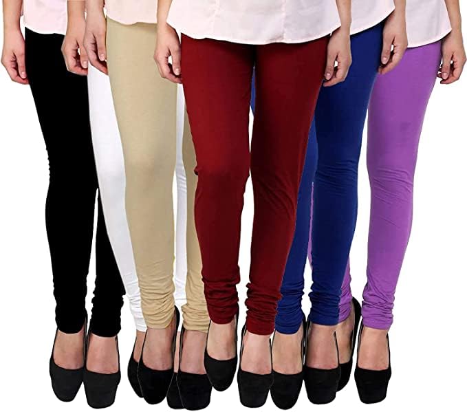 ZAKOD Latest Fashion Cotton Leggings for Women,Free Size Leggings(Pack of 6) (Free Size, Multicolor)