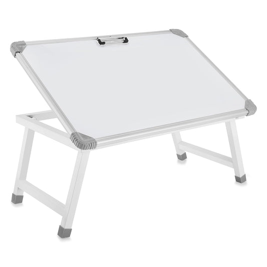 Eduway Melamine Multipurpose Portable Whiteboard Study Laptop Table | Portable Desk & Lap Bed Table with Height Adjustable for Kids, Home, Office Presentation,Etc, with 1 Marker 1 Duster: