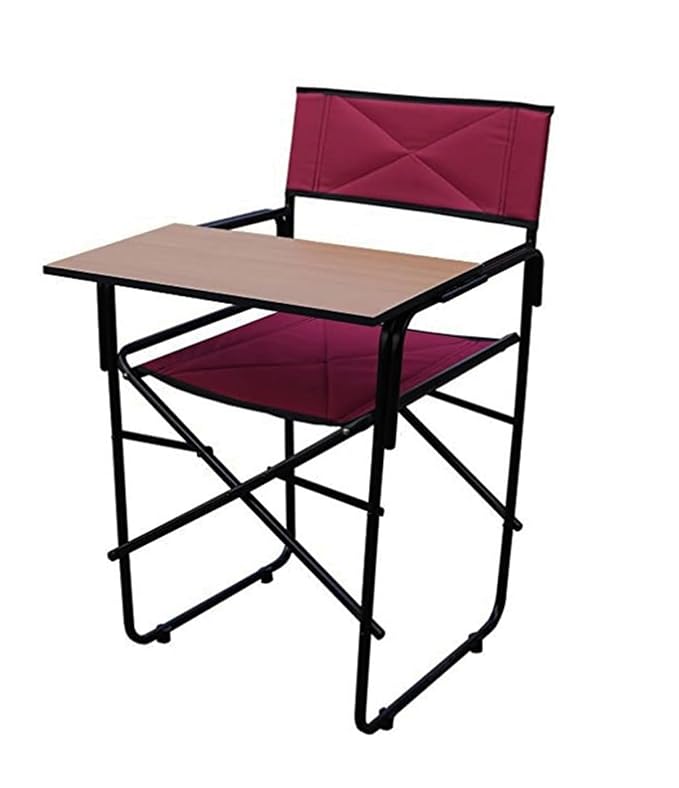 Spacecrafts Folding Study Chair With Writing Pad | Space Saving And Adjustable | Desk Chair | Powder Coated | Maroon - Mild Steel Tubular