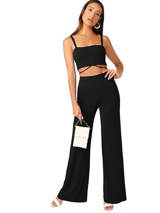 Women's Bodycon Sleeveles Co-ord Top and Trouser Set