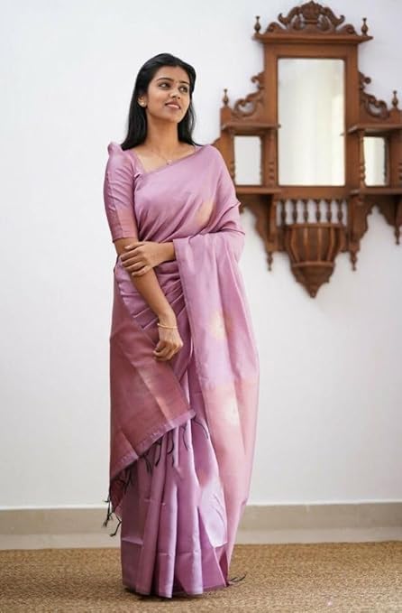 ZECVA Women's Kanjivaram Banarasi Style Soft Silk Sarees With Attach Unstitch Blouse Piece For Wedding|Festives|Party.