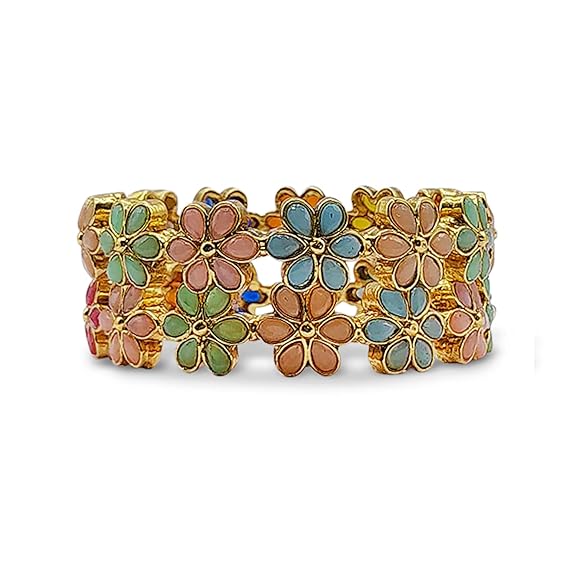 Kelly's Bangles Stylish Premium Gold plated Bangles with Beautiful Colored Semi Precious Stones for Women and Girls