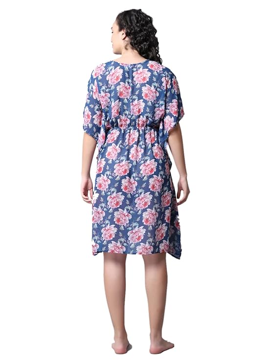 Women Printed Beachwear Cover-up Kaftan Dress Free Size