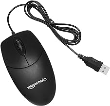 amazon basics Wired Mouse | 1000 DPI Optical Sensor | Plug and Play | Compatible with PC, Laptop (Black)