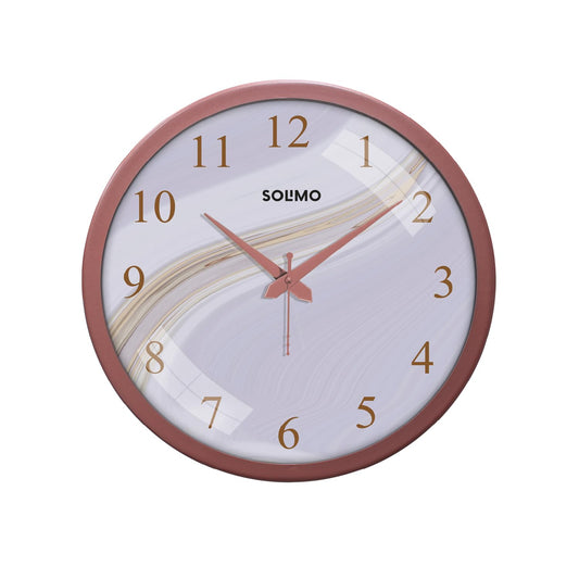 Amazon Brand - Solimo 12-inch Marble Dial Typical Plastic Wall Clock (Silent Movement, Copper Color Frame)