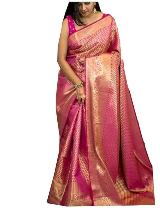 Women's Kanjivaram Soft Silk Saree With Blouse Piece