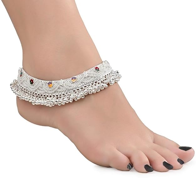 Womensky Silver Heavy Payal Color Flower For Women