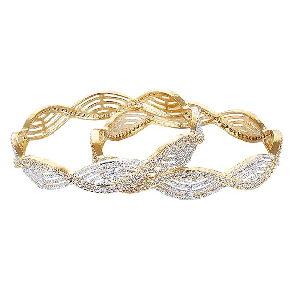 YouBella American Diamond Gold Plated Jewellery Bangles for Women and Girls