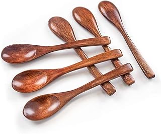 Woodilla Wooden Masala Spoon for Small Containers, Handmade Wooden Spoon for Tea, Coffee, Sugar, Condiments & Spices, Set of 6