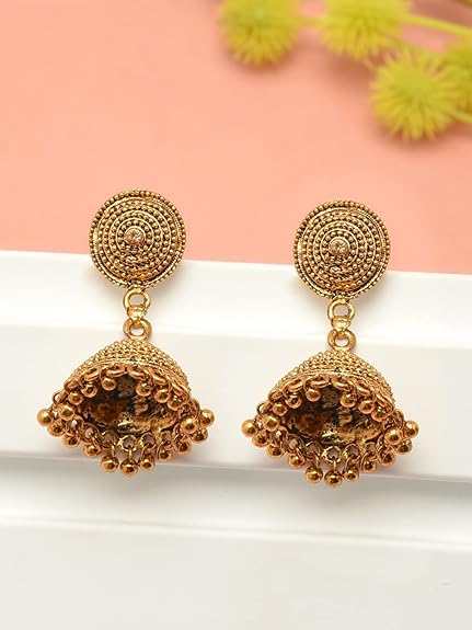 Zaveri Pearls Gold-Toned Ethnic Jhumki Earring-ZPFK6632