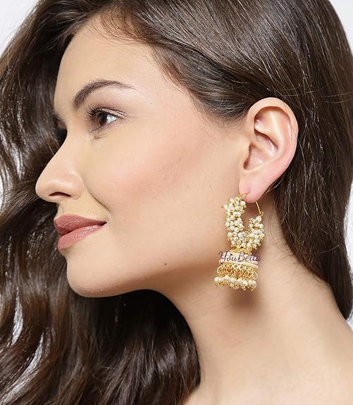 YouBella Fashion Jewellery Gold Plated Pearl Jhumka/Jhumki Earings for Women Traditional Earrings for Girls