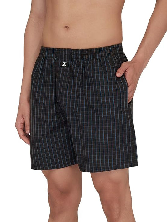 XYXX Men's Checkmate Super Combed Cotton Regular Fit Boxer Shorts with No Marks Waistband & Dual Side Pocket (Pack of 2)