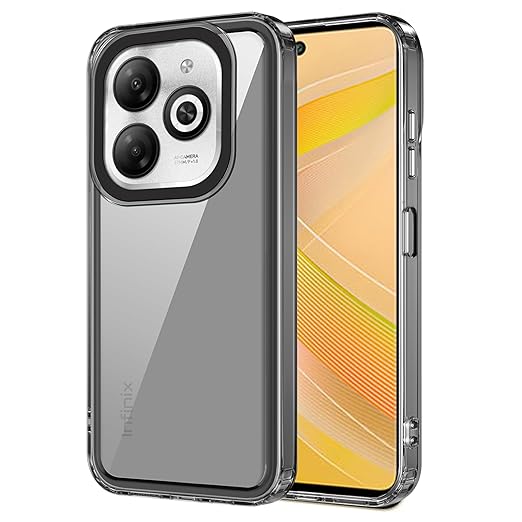 Zapcase Back Case Cover for Infinix Smart 8 | Compatible for Infinix Smart 8 Back Case Cover | Case Cover for Infinix Smart 8 with Camera Protection | (TPU + PC | Translucent Black)