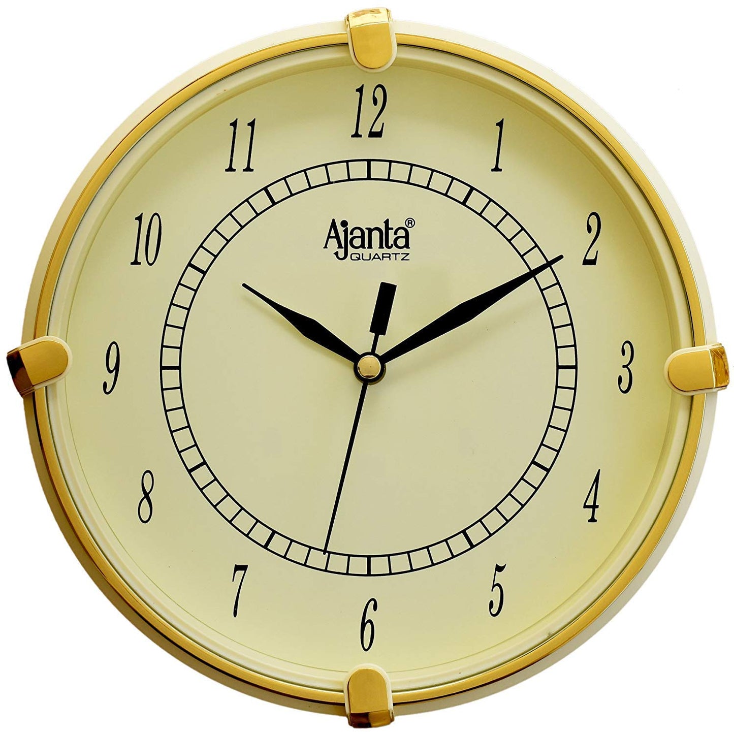 Ajanta Plastic Abstract Round Analog Wall Clock (18.8 Cm X 18.8 Cm X 3.5 Cm, Ivory)