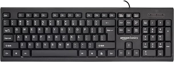 z-amazon basics Wired Multimedia Keyboard with 107 Keys, USB 2.0 Interface, for Gaming PC, Computer, Laptop, Mac