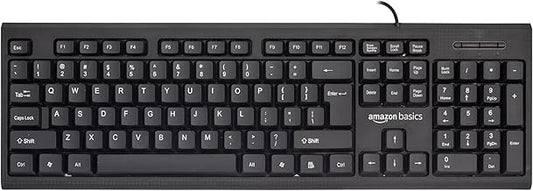 z-amazon basics Wired Multimedia Keyboard with 107 Keys, USB 2.0 Interface, for Gaming PC, Computer, Laptop, Mac