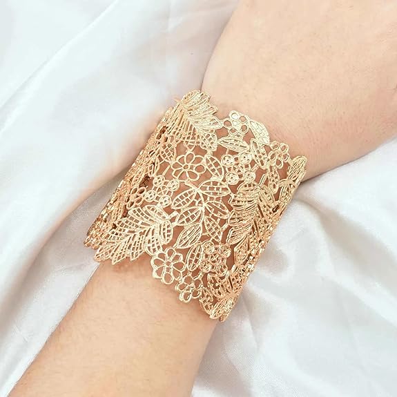 YouBella Fashion Jewellery Celebrity Inspired Cuff Bracelet for Women and Girls (Gold) (YBBN_92232)