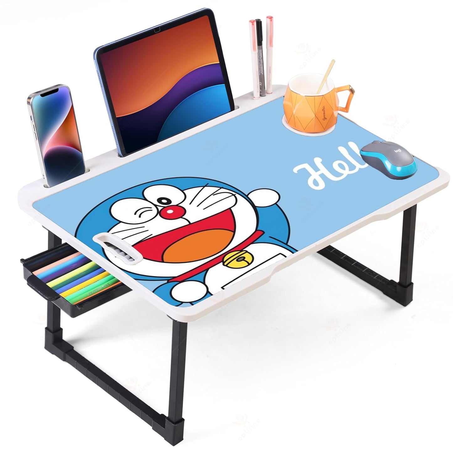 OPTIFINE Study Table for Students Bed Table for Study Foldable Laptop Table Portable & Lightweight Mini Table Bed Reading Table,Laptop Stands, Laptop Desk (WC-US-DOREMONN)