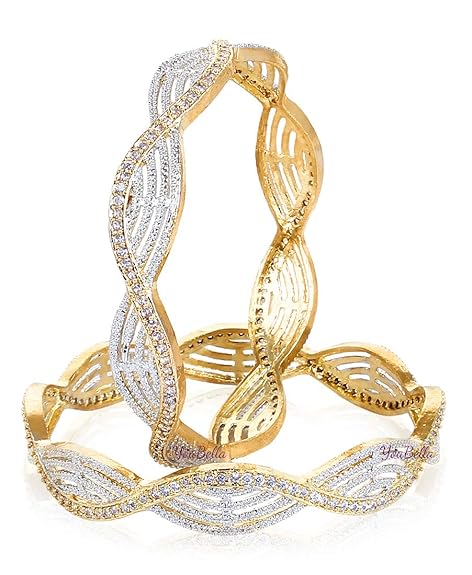 YouBella American Diamond Gold Plated Jewellery Bangles for Women and Girls