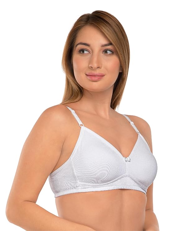 Women's Girls Cotton Brassiere Non-Padded Wire-Free Full Coverage Comfort-fit with Strap Adjustment Everyday Use Seamless T-Shirt Bra - NDSZN