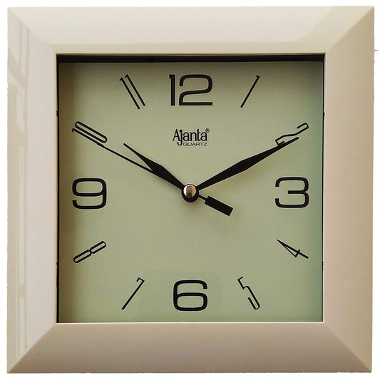 Ajanta Abstract Plastic Analog Wall Clock (1847, Ivory, 175 Mm X 175 Mm X 35 Mm)