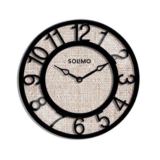 Amazon Brand - Solimo 8-Inch Plastic Analog Wall Clock/Table Clock - Beige Dial (Black Frame, Quartz Movement)