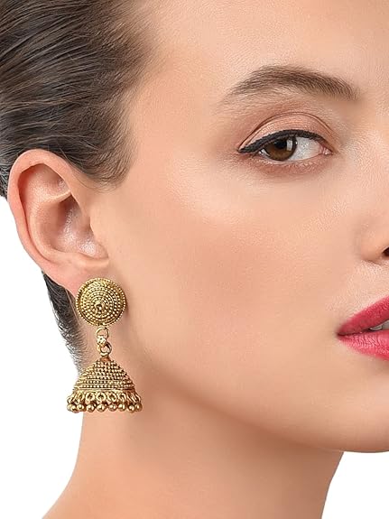 Zaveri Pearls Gold-Toned Ethnic Jhumki Earring-ZPFK6632