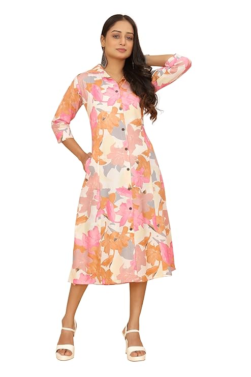 WOMEN'S A-LINE FLOWER PRINTED DRESS