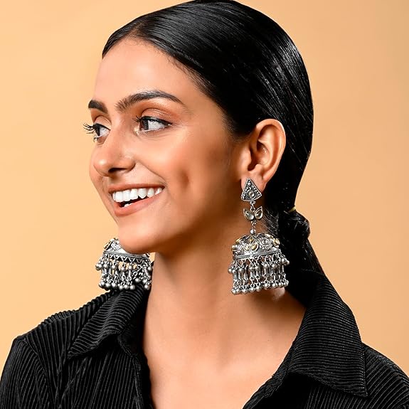 XPNSV Oxidised Jhumka Earring | Anti Tarnish, Light Weight, Diwali Special Jewellery for Women, Girls and Her