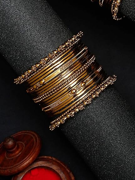 YouBella Antique Look Jewellery Gold Plated Traditional Bracelet Bangles Set for Women