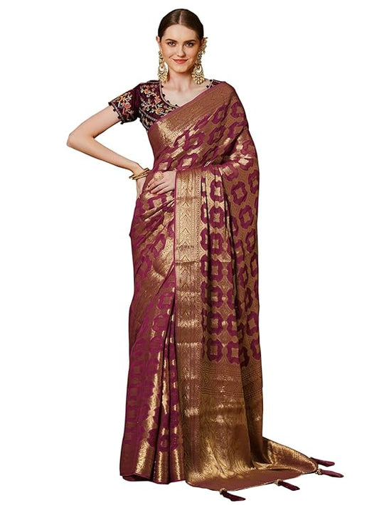 AKHILAM Women's Georgette Ethnic Motif Printed Saree With Unstitched Blouse Piece(YARYAPRM102_HS_Parent)